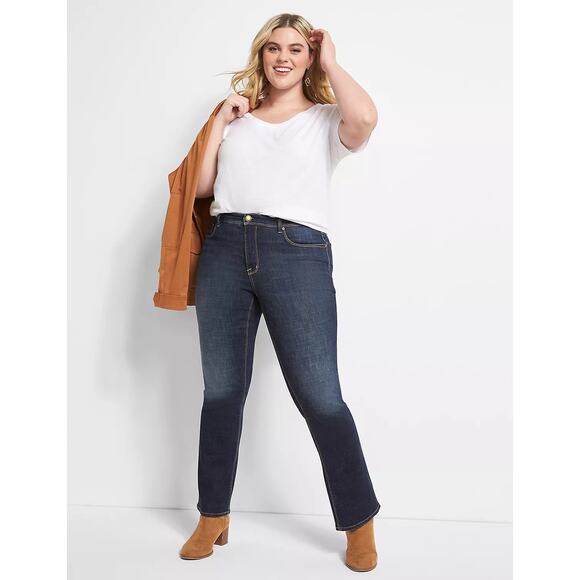 Seven7  Boot Cut Jeans Size 16 Dark Wash Mid Rise Lane Bryant Casual Stretch NWT - Picture 5 of 11